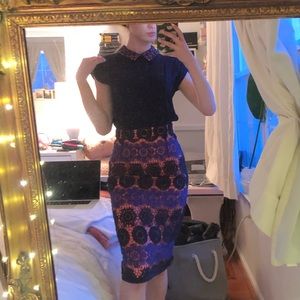 Free People collared embroidered knee-length dress